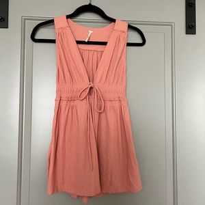 Free people beach bound tank coral vneck size small